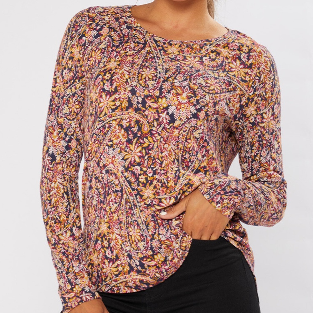 Lucky Brand Floral Print Long Sleeve Tee